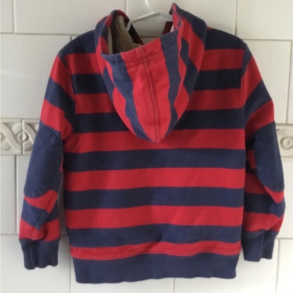 Hanna Andersson Boys Striped Sherpa Lined Hoodie Jacket Size 110 or a US size 5 - Picture 2 of 6